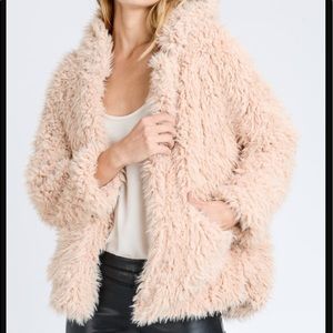 Love Tree fuzzy hooded jacket in Blush